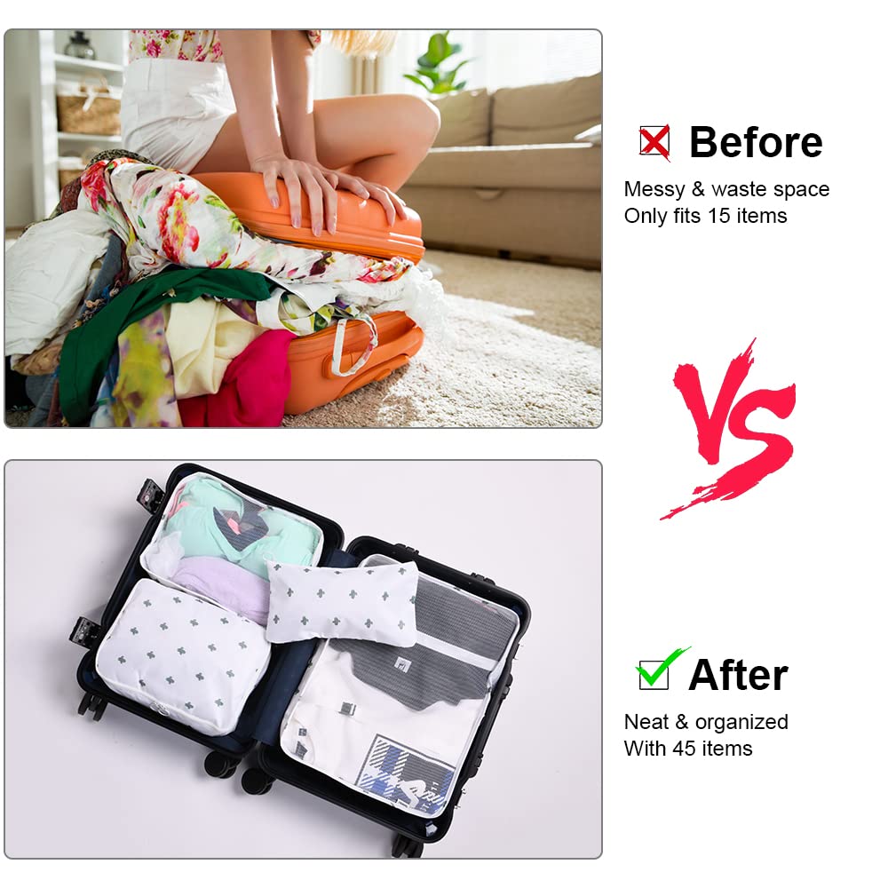 OSDUE Packing Cubes for Suitcase, 8PCS Thickening Travel Organiser Packing Bags Lightweight Travel Accessories Organizers Essentials Clothes Shoes Cosmetics Toiletries Storage Bags