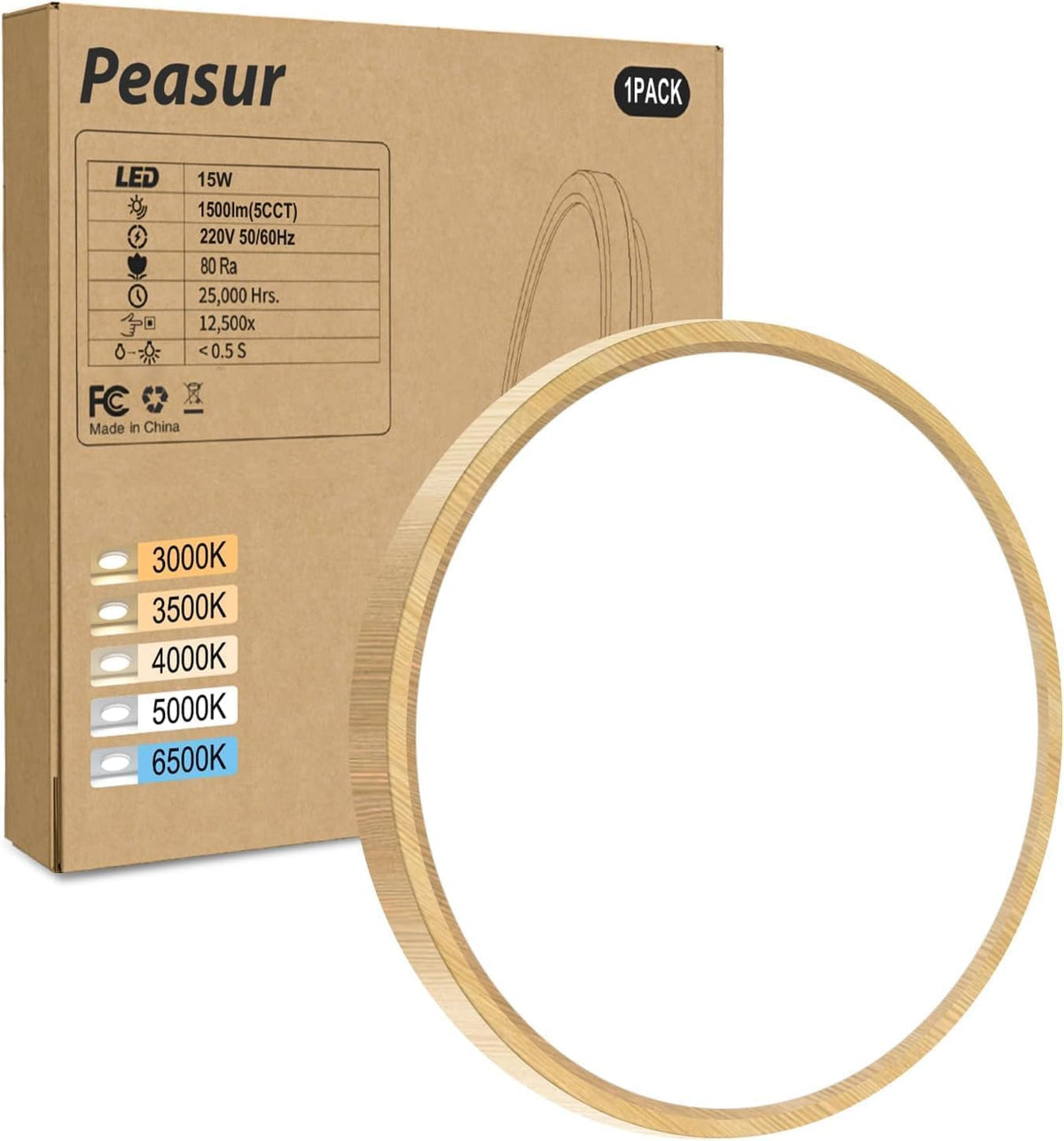 Peasur Bathroom Light, 3000K/3500K/4000K/5000K/6500K 5 Color Temperature