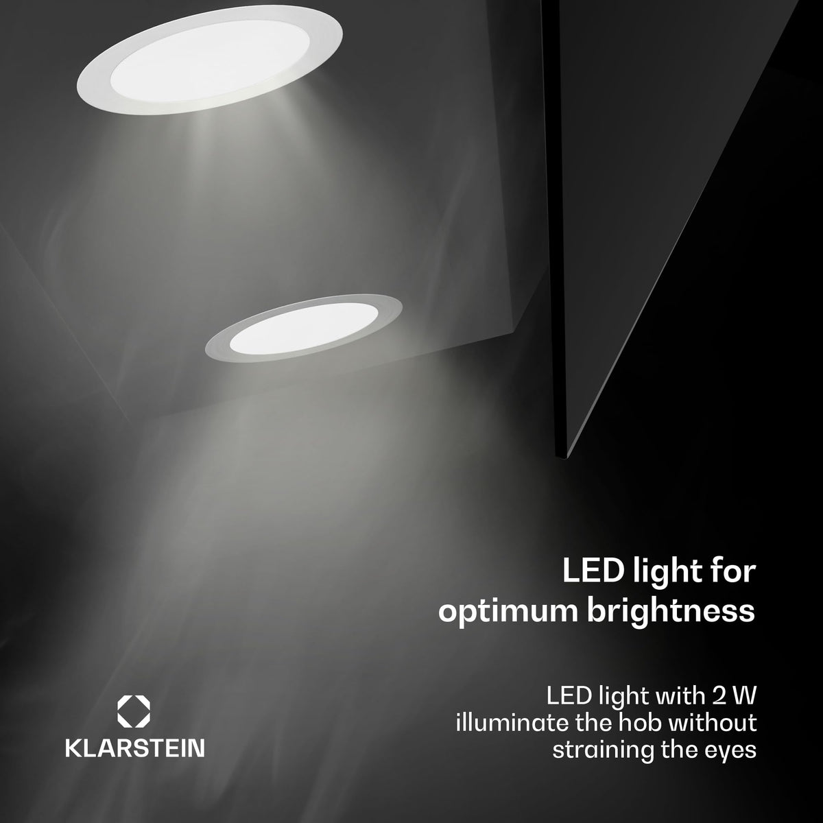 Klarstein Alina 90 Angled Cooker Hood - 615m³/h Air Flow, Touch Panel, LED Backlighting, Quiet 63dB, Energy Class A, 90cm Extractor Hood, Black