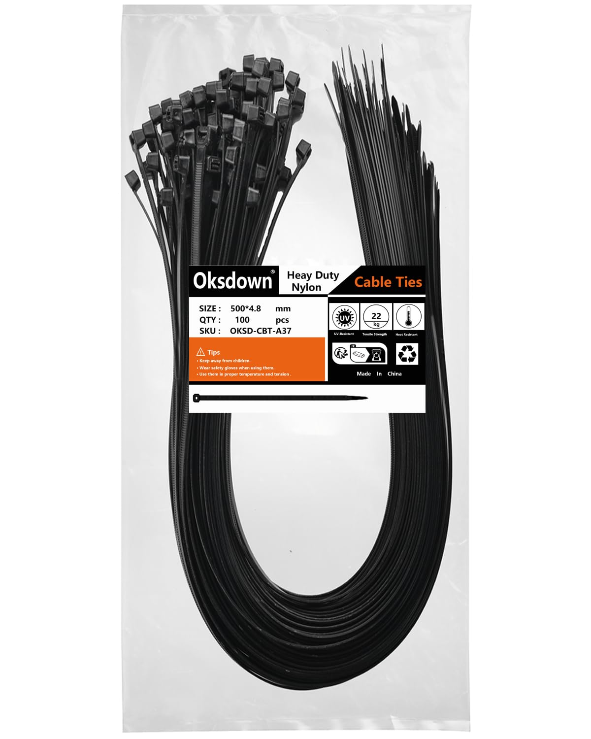 100 Pack Yellow Plastic Cable Ties 300mm×3.6mm Heavy Duty Strong Nylon Premium Self Locking 12 inch/30 cm Long Zip Tie Wraps
