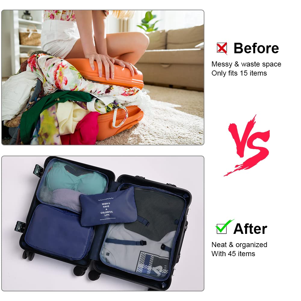 OSDUE Packing Cubes for Suitcase, 8PCS Thickening Travel Organiser Packing Bags Lightweight Travel Accessories Organizers Essentials Clothes Shoes Cosmetics Toiletries Storage Bags