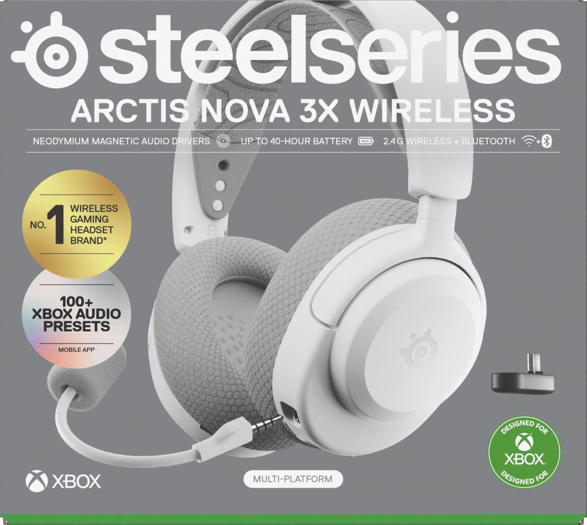 SteelSeries Arctis Nova 3X Wireless - Xbox Headset - Gaming Headset - Mobile App Control - 40 HR Battery with fast charging - Compatible with Xbox, PC, Switch and more - 2.4GHz/Bluetooth - Lavender