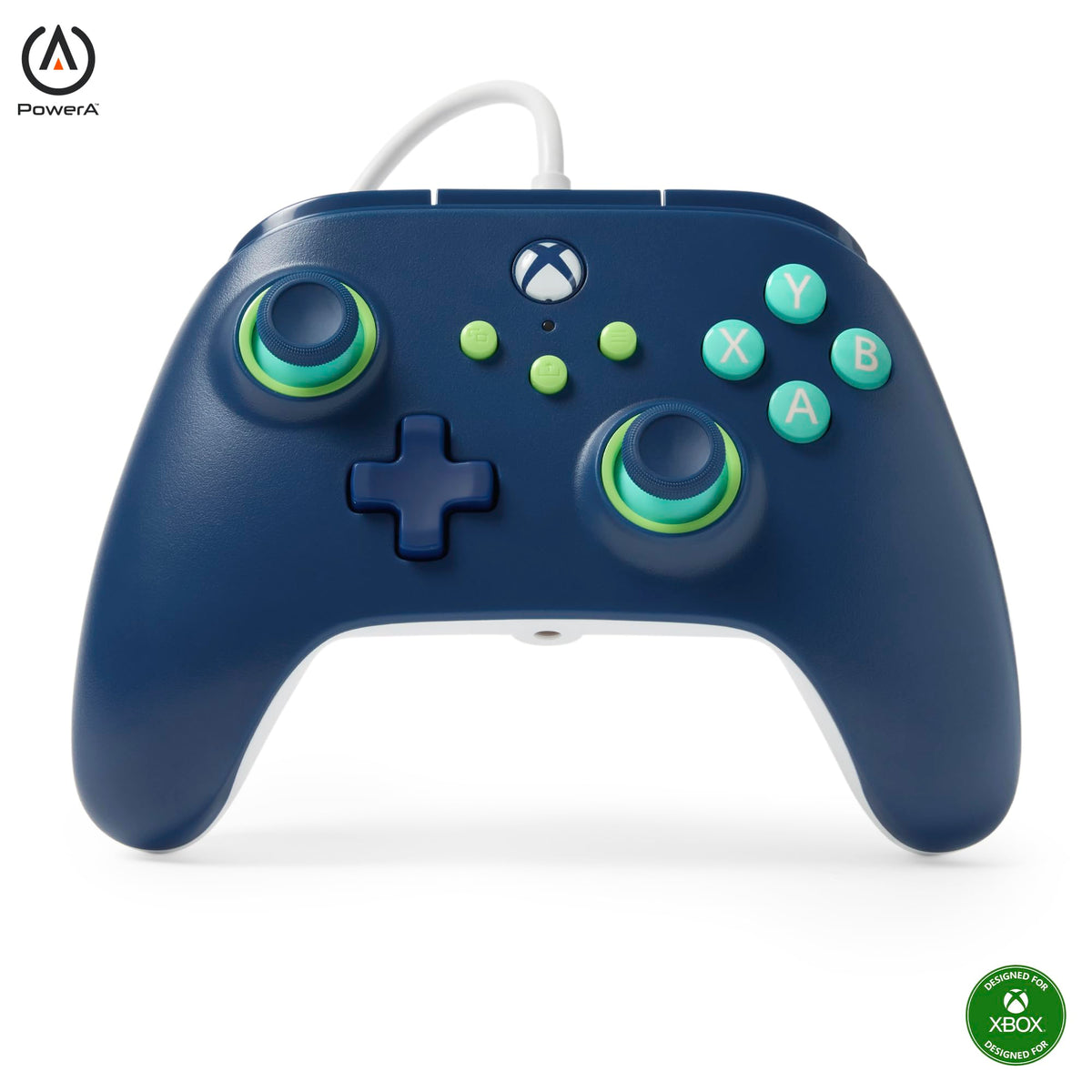 PowerA Wired Controller For Xbox Series X & S, Xbox One, PC, Windows 10 & 11, Dual Rumble Motors, Detachable 10ft USB Cable, 3.5mm Stereo Headset Jack, Official: Blue