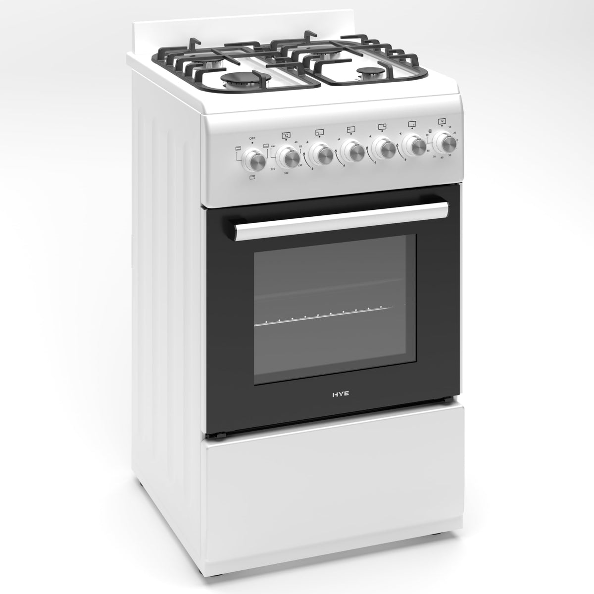HYE Gas Cooker - Versatile 4 Burner Gas Hob, Electric Oven