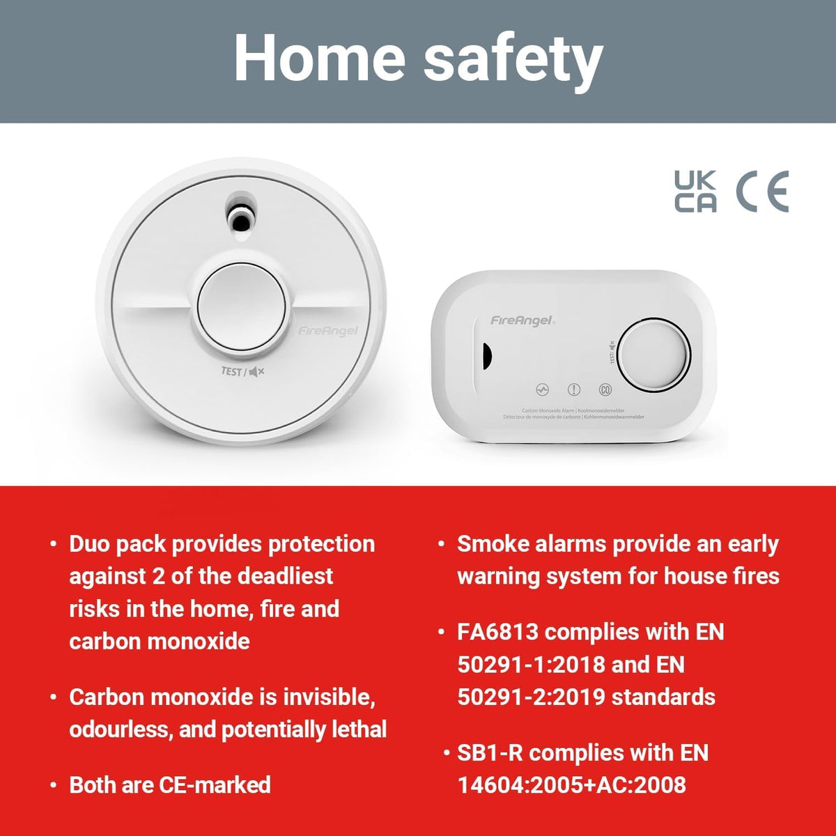 FireAngel SB1-R Smoke Alarm and FA6813 Carbon Monoxide Detector Set