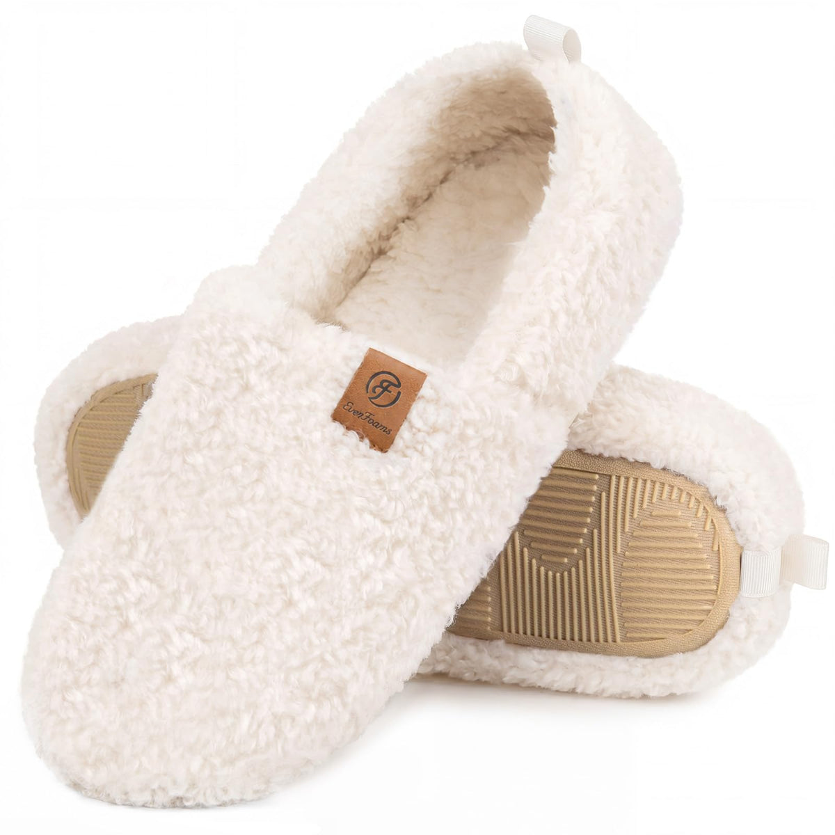 EverFoams Women's Fuzzy Full Slippers Faux Shearling Memory Foam