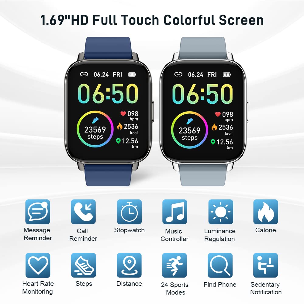 Motast Smart Watch, Fitness Tracker 1.69'' HD for Men Women, Step Counter