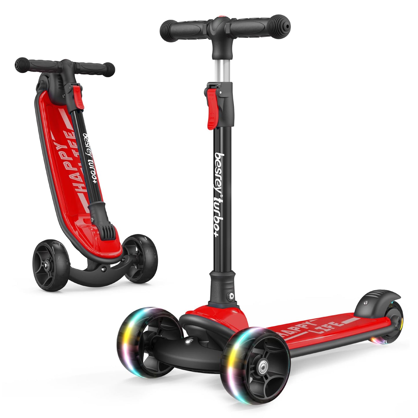 besrey 3-Wheel Toddler Scooter with Lean-to-Steer — Foldable, Anti-Slip Deck | Max 50 kg