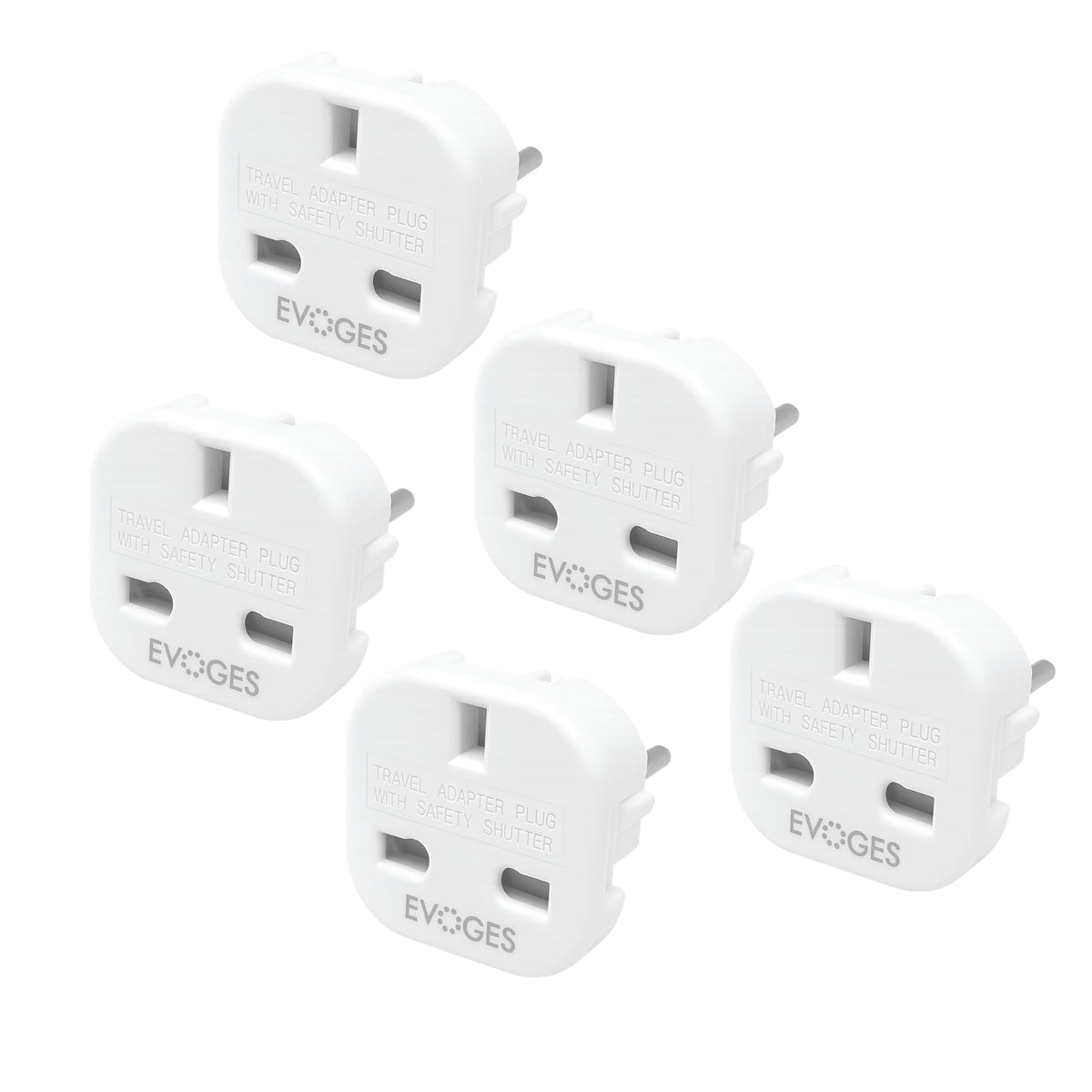 UK to European EU Travel Adapter Plug Type G to Type C,E,F, 3 Pin to 2 Pin Travel Europe White (Pack of 3)