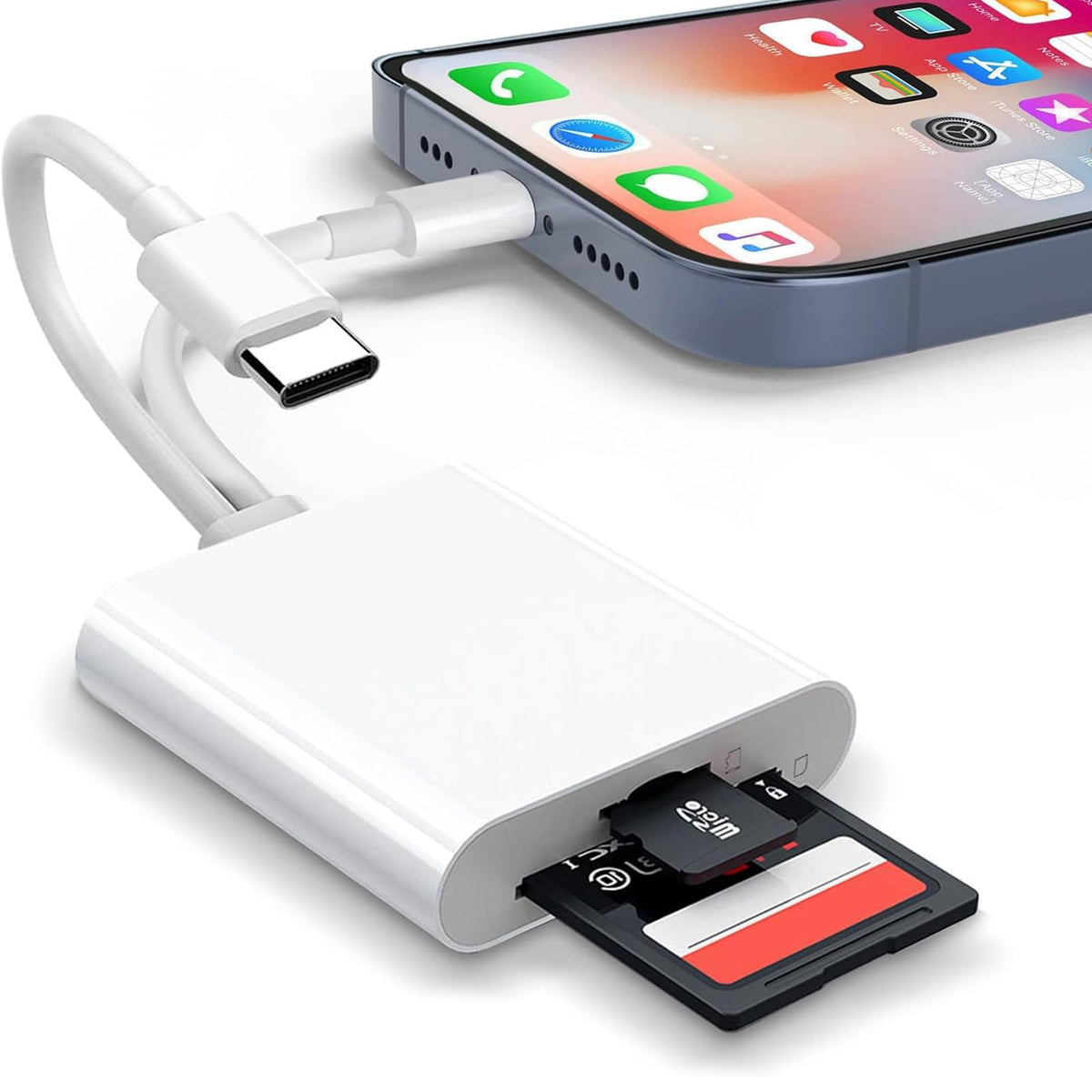 La Brodée USB C SD Card Reader for iPhone, Dual Slot Memory Card Reader