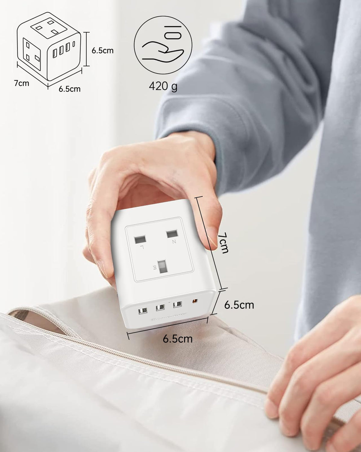 Cube Extension Lead with 4 USB Slots, Kemelo 4 Way (13A/3250W) Multi Plug Extension Cable with Child Safety UK Desktop Power Extension Socket,1.5M Extension Cords for Home Dorm Office Travel, Black