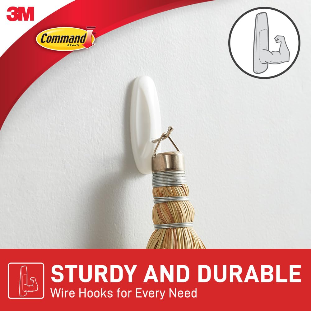 Command Broom Grippers, White, 2 Hooks and 6 Adhesive Strips
