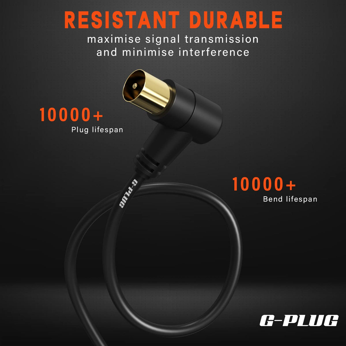 G-PLUG 2m TV Aerial Cable, Coaxial Cable for Freeview, Sky Box and Freesat