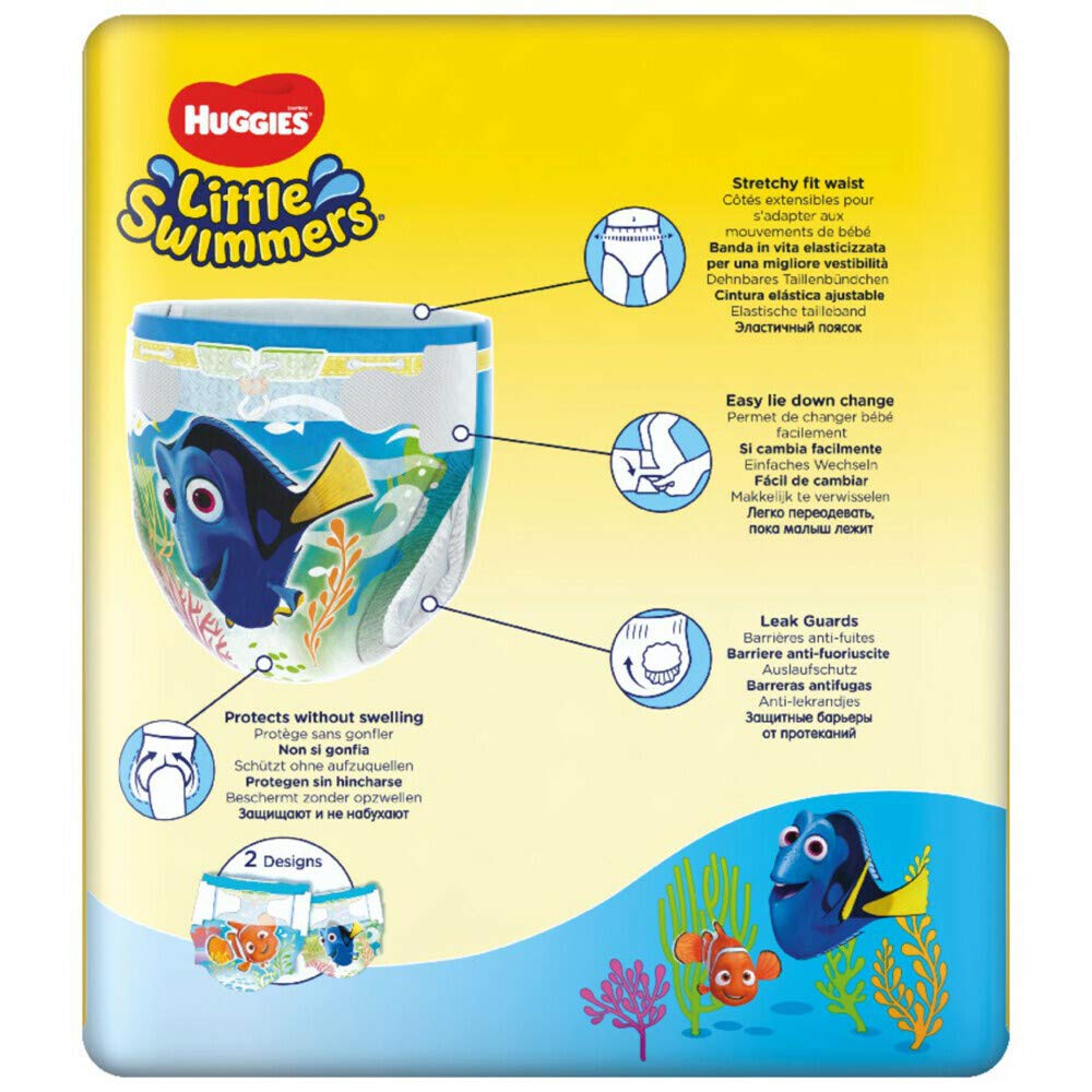 Huggies Little Swimmers, Swim Nappies, Size 5-6 - 33 Pants - Maximum Protection Swimming Nappies with Leak Guards - All-Round Stretchy Waistband