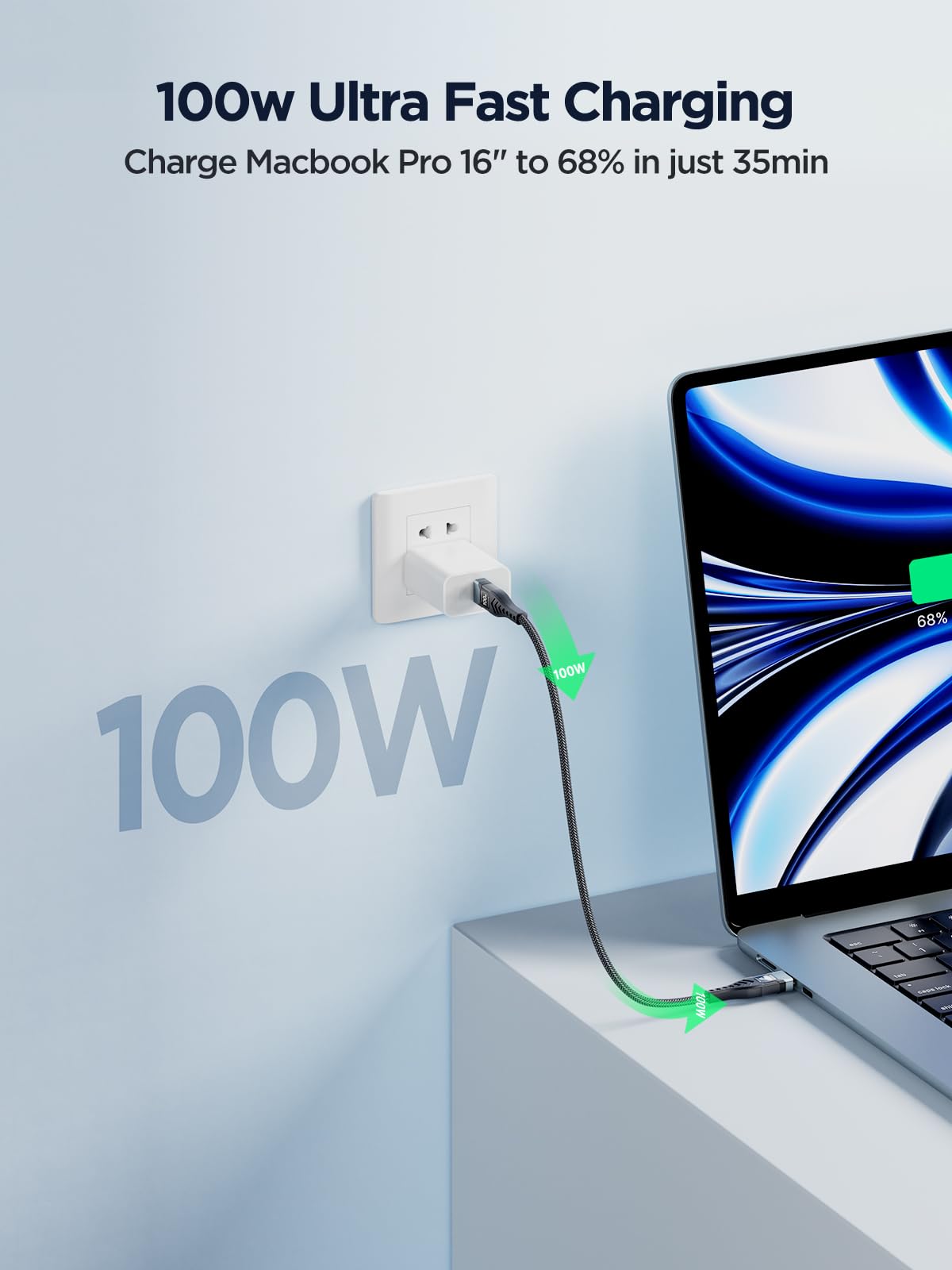 USB C to USB C, 100W 5A Fast Charging Cable [2Pack/2M] USB Type C Charger Fast Charge Lead Usbc to Usbc Cable for iPhone 15 16 17 Pro Max Plus iPad Pro MacBook Samsung Galaxy S23 S22 S24 S25 Ultra etc