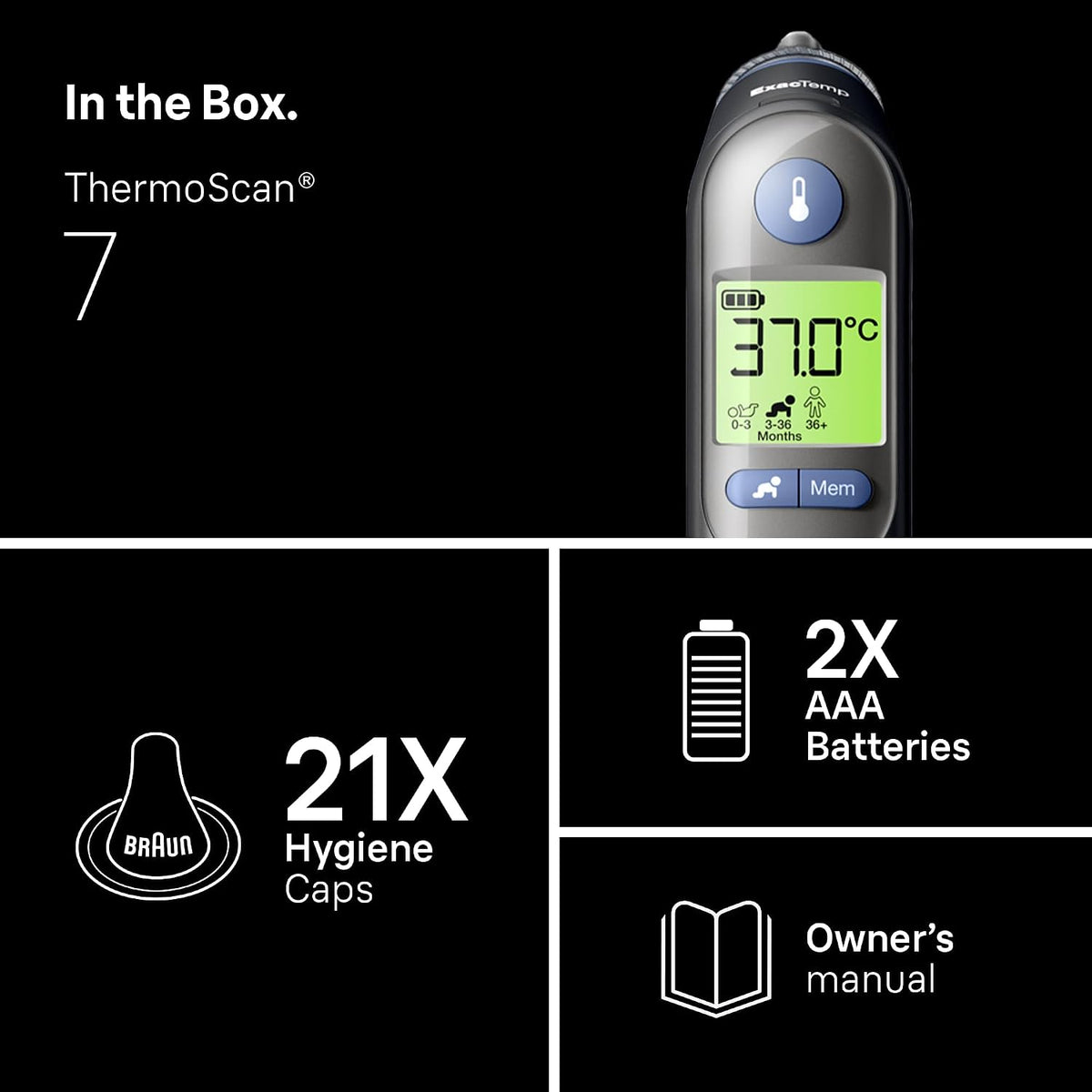 Braun ThermoScan 7 Ear thermometer | Age Precision Technology | Black
