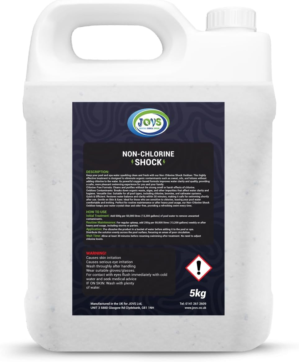 JOVS Non Chlorine Shock 5kg - Spa Treatment for Hot Tubs & Swimming Pools - Water Clarifier, Paddling Reducer, Cleaner, and Pool Maintenance Essential - Included Pool Chemicals.