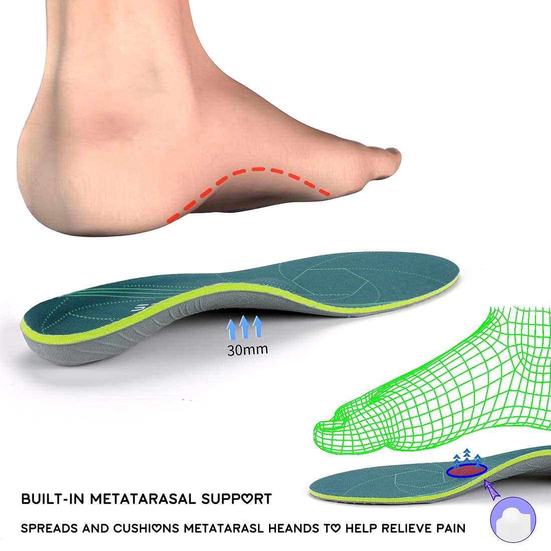 Plantar Fasciitis Arch Support Orthopedic Insoles