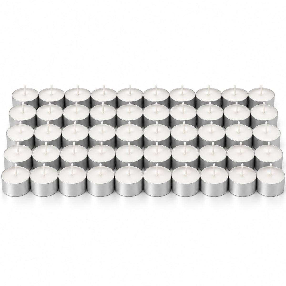 Unscented 8-Hour Tea Light Candles, 50 Pack, Cotton Wicks