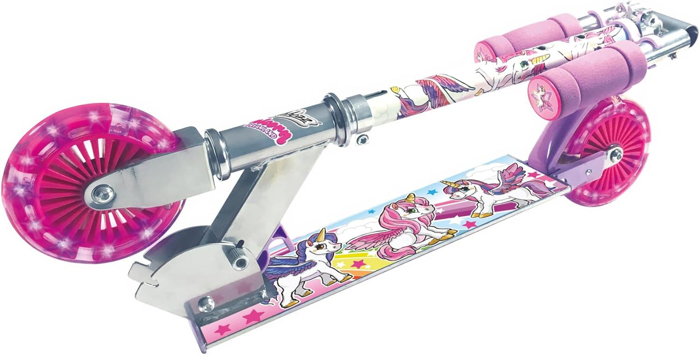 Ozbozz Unicorn Dreamland Scooter with Light-Up Wheels — Foldable | Ages 4-11