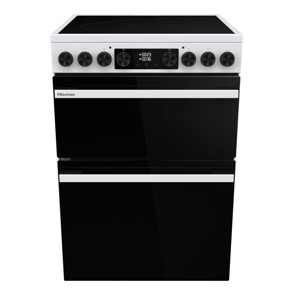 Hisense HDUKC60W 60cm Electric Cooker with Ceramic Hob-White, A Rated Double Oven 50L/80L [Energy Class A]