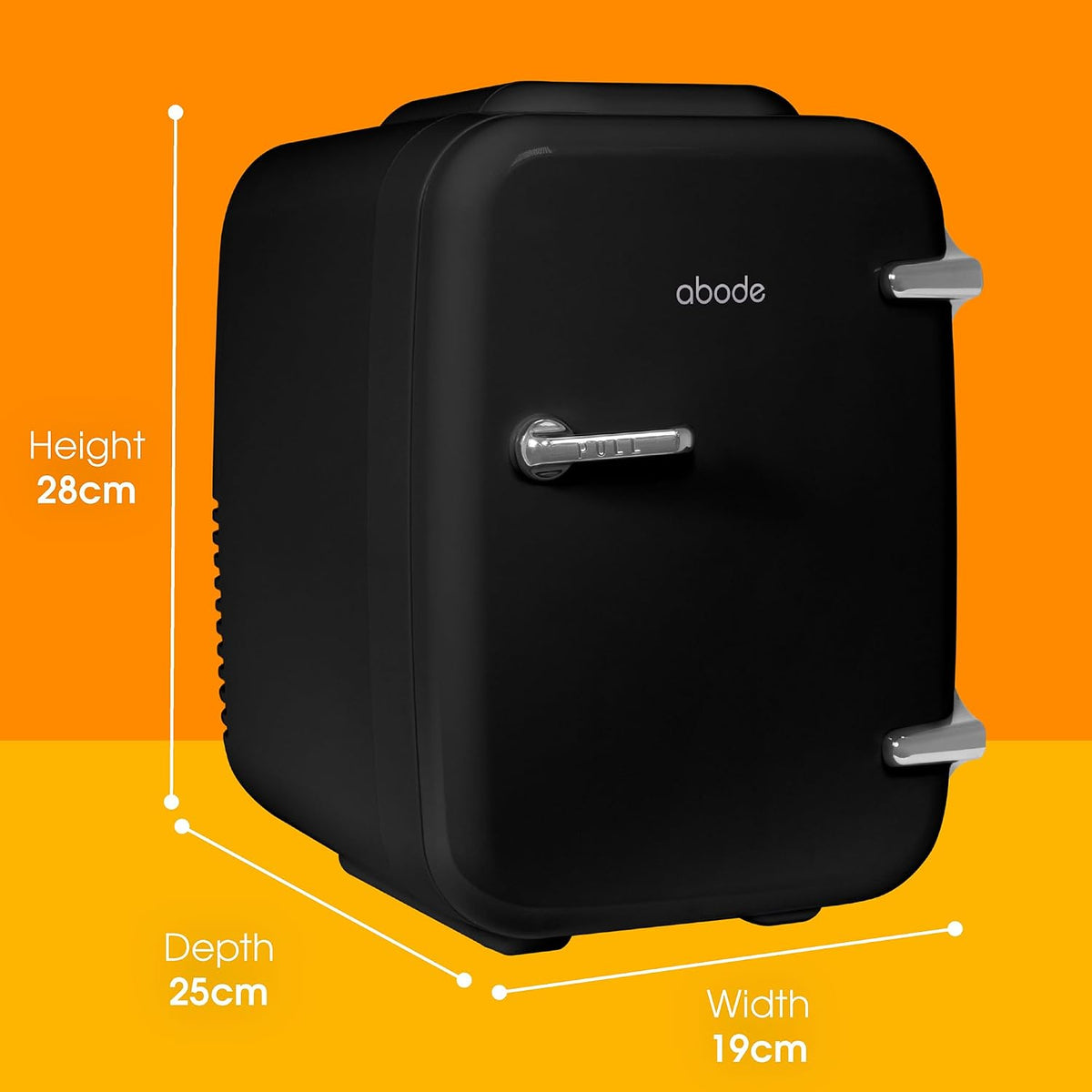 Abode Black Mini Fridge A4CLR201B 4L/6 Can Portable Thermoelectric Mini Cooler & Warmer for Drinks, Cosmetics/Makeup/Skincare, AC/DC Power, Retro Style, For Bedroom, Home, Caravan, Car