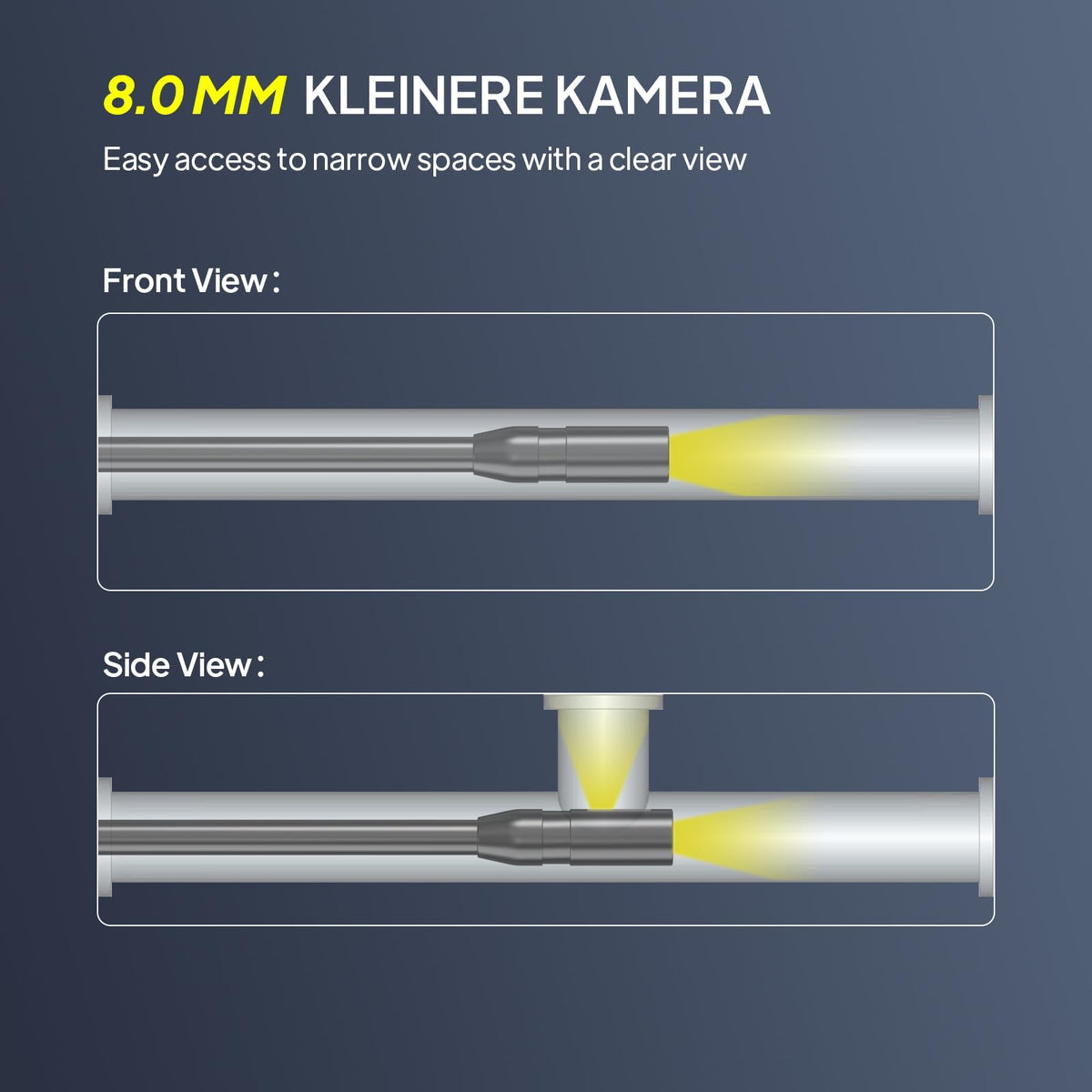 Endoscope Inspection Camera, Qimic 2.4'' IPS Screen Borescope with 8 LED Lights, IP67 Waterproof Endoscope, 1080P HD Snake Camera, 33FT Semi-Rigid Cable, Gadgets for Men
