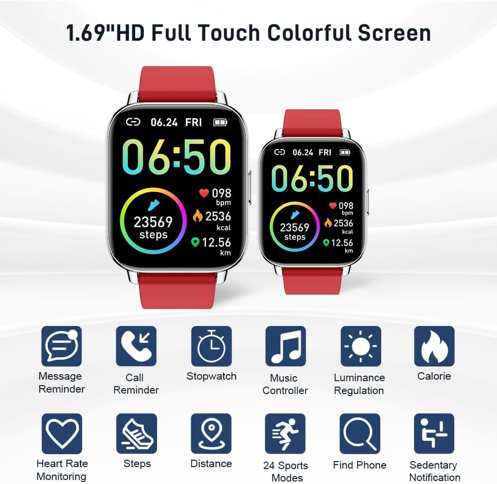 Motast Smart Watch, Fitness Tracker 1.69'' HD for Men Women, Step Counter