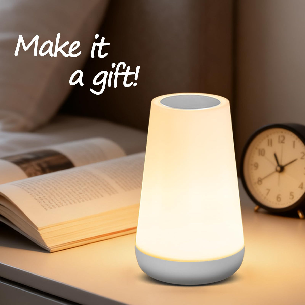 Ledivion Night Light, LED Touch Bedside Table Lamp, RGB Colours Changing, 5 Brightness Level, Timing Function, Dimmable Rechargable Remote Control Light for Bedroom, Living Room