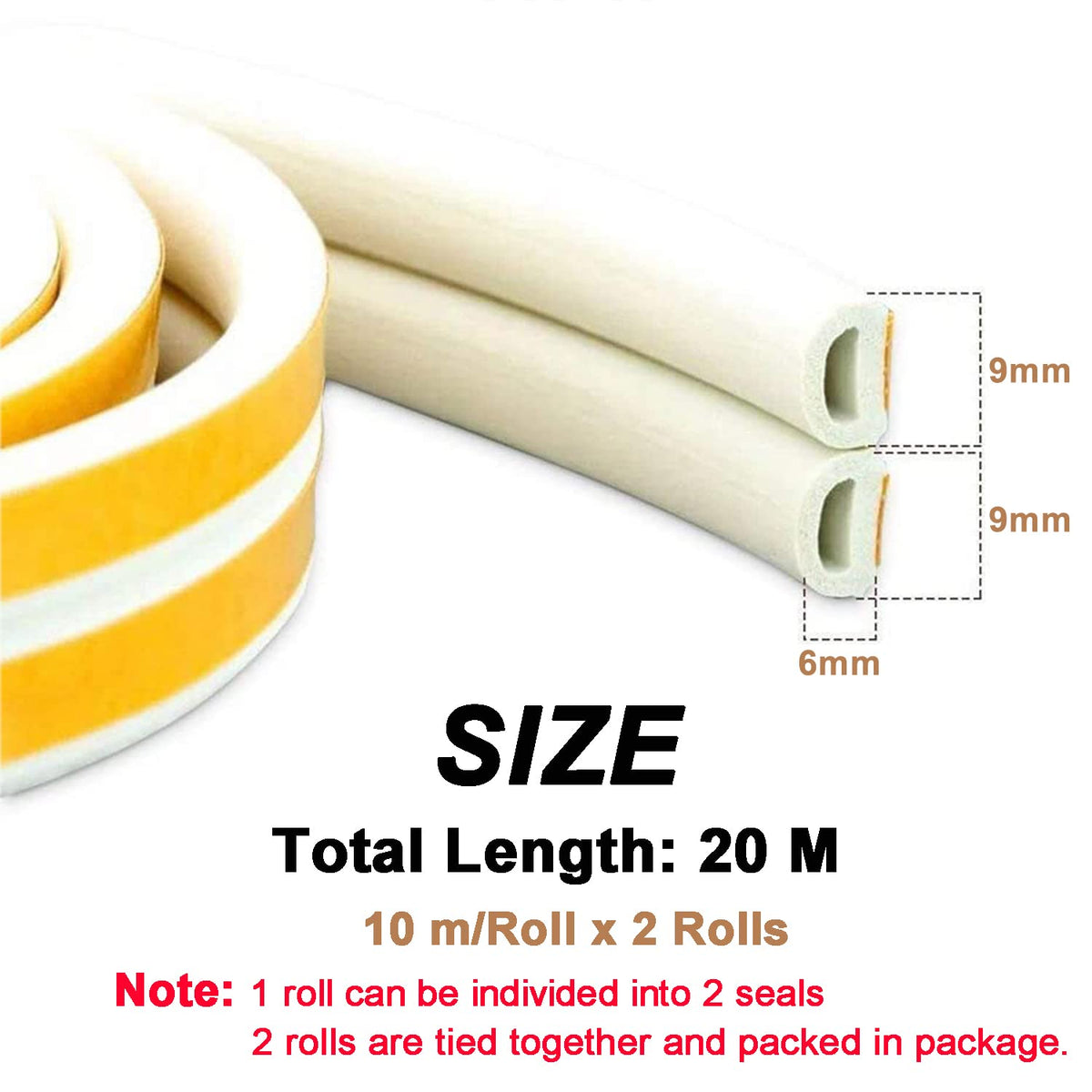 Draught Draft Excluder Tape for Door Windows, 6M Foam Sealing Strip