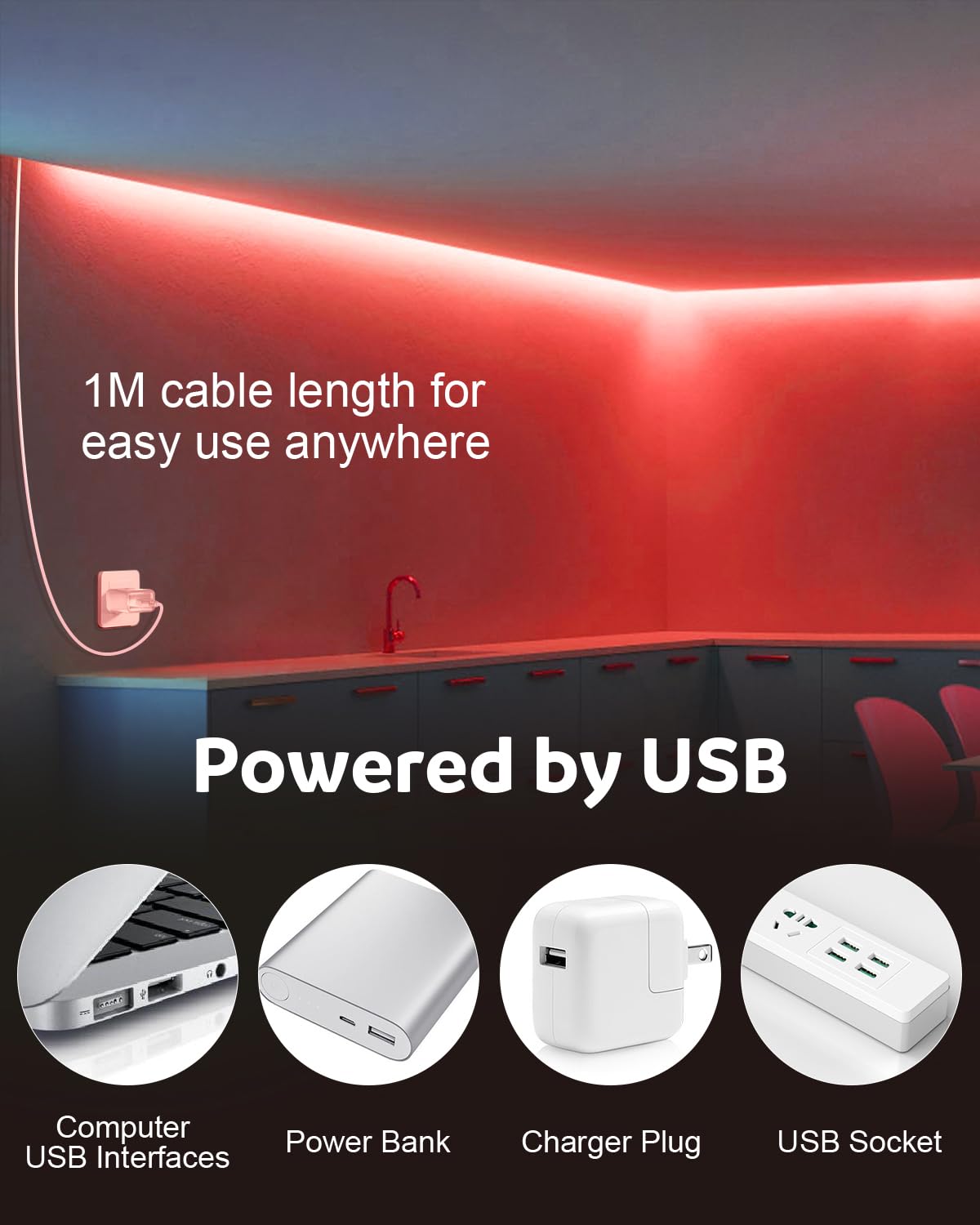 Aclorol 12V Red LED Lights for Bedroom 5M Fleixible COB LED Strip Light