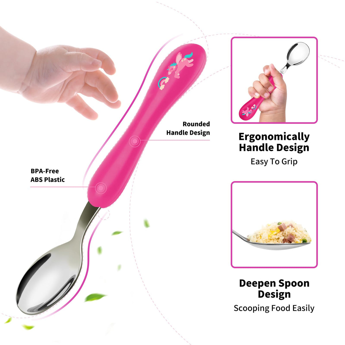 Lehoo Castle Stainless Steel Toddler Cutlery Set, 6-Piece Dinosaur Design