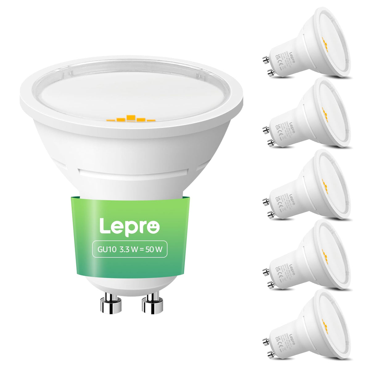 Lepro GU10 LED Bulbs A Rated, Cool White 6500K, 590LM,3.3W (50W Equivalent)