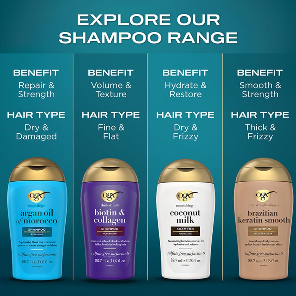 OGX Argan Oil of Morocco Sulfate Free Shampoo for Dry Hair, 385ml (Pack of 3)