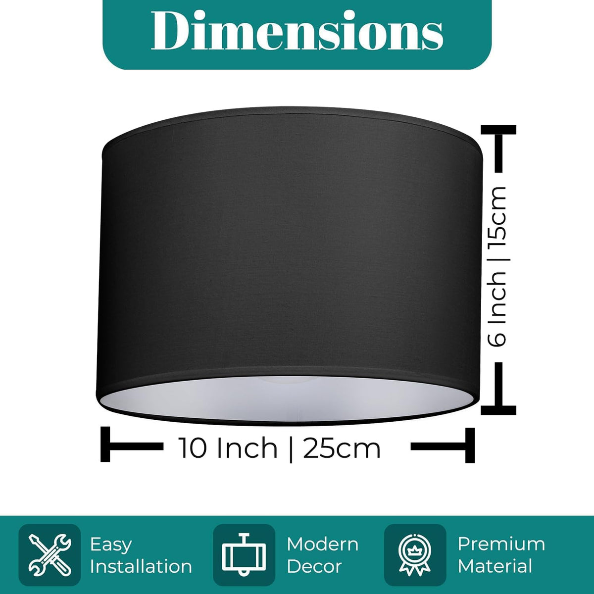 GIGGI Fabric Lamp Shades, 10" Beige Lampshades for Ceiling Lights, Table Lamps & Floor Lamps, Easy Fit Pendant Light Shade Ceiling for Living Room, Bedroom, Kitchen, Hallway, Office & Home Décor
