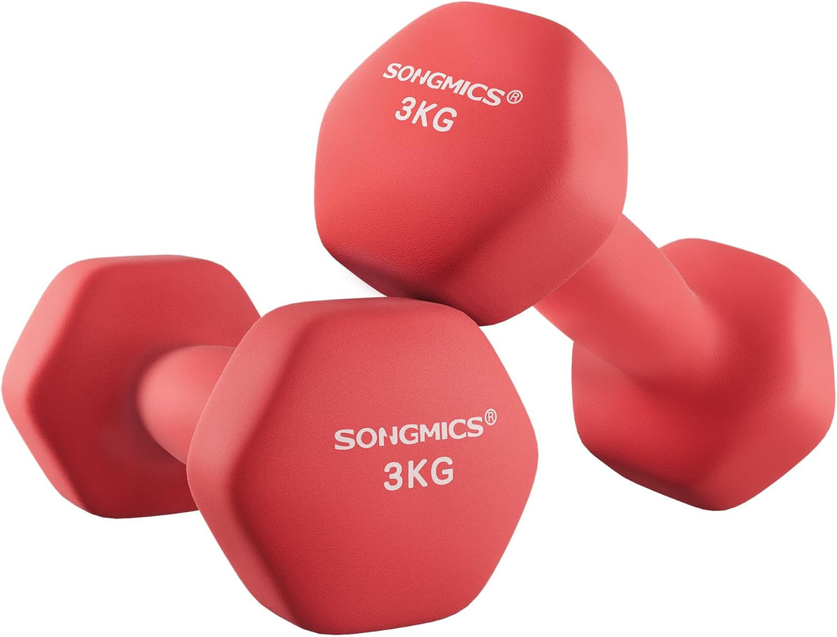SONGMICS Set of 2 Hex Dumbbells with Neoprene Coating for Strength Training, Fitness, Home Workout