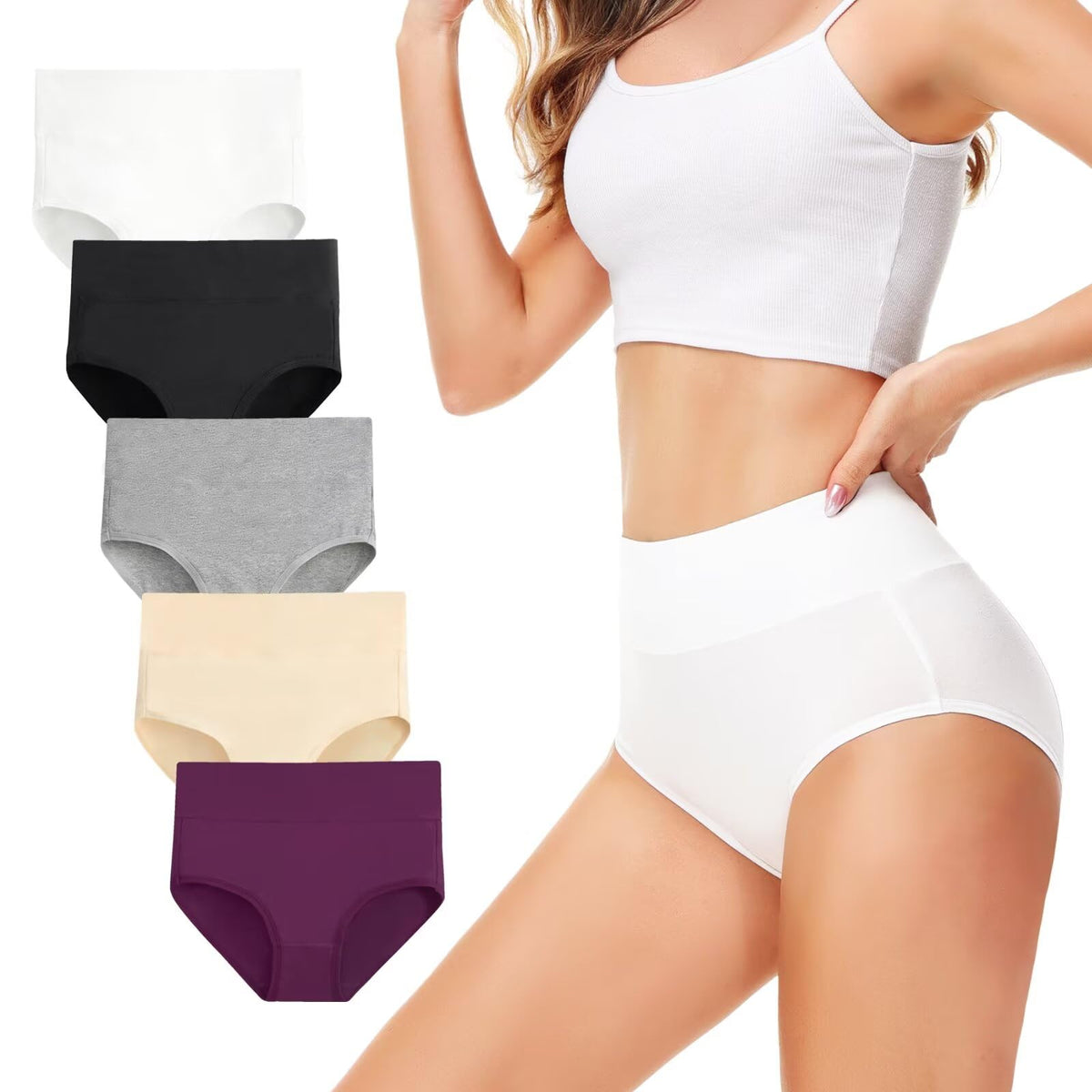 Underwear Women High Waisted Knickers for Women 5 Pack Full Briefs