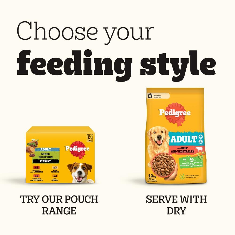 Pedigree Adult Dog Wet Food Can, Mixed Selection Gravy, 12x400g