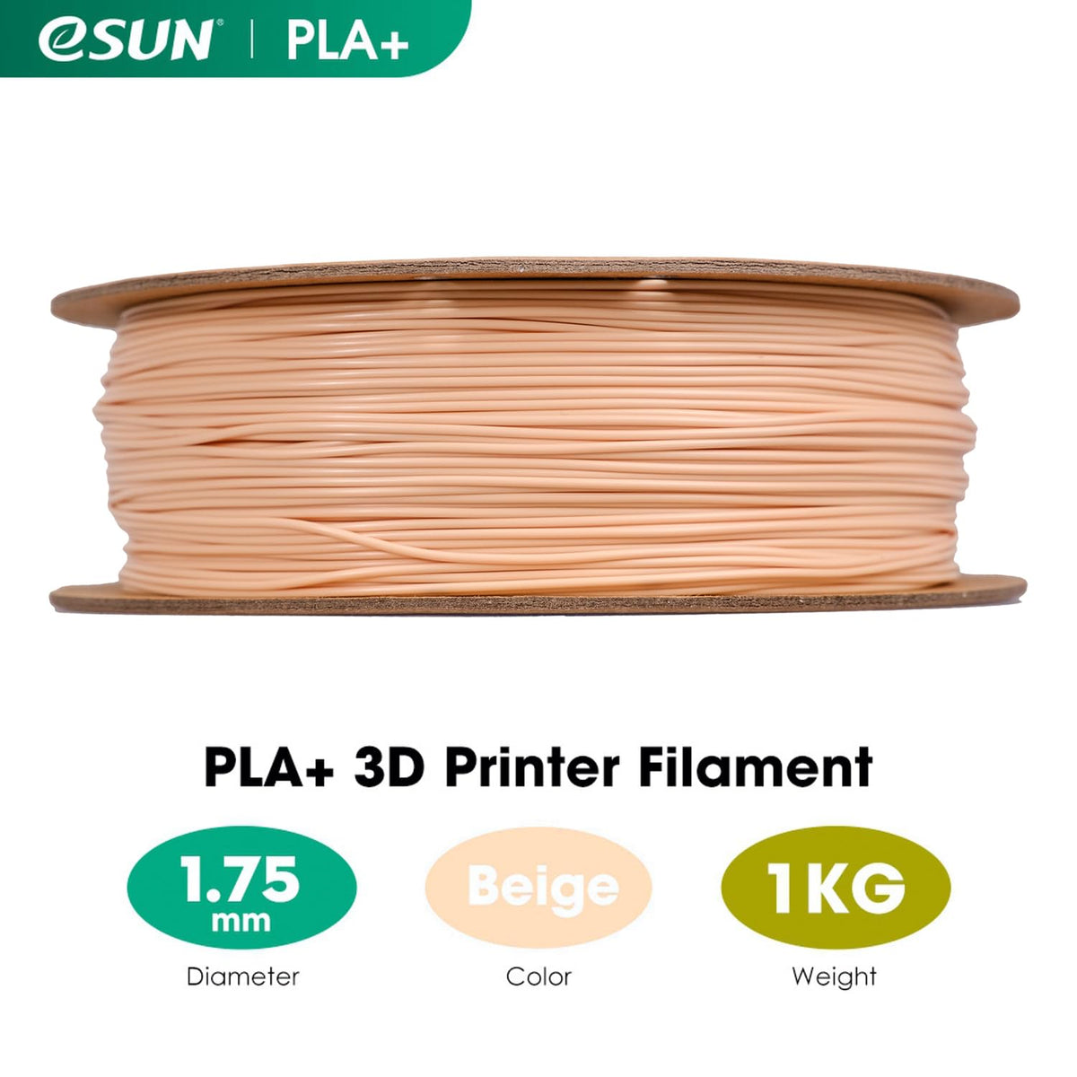eSUN PLA+ 3D Printing Filament 1KG(2.2lbs), Enhanced Toughness, Cold White