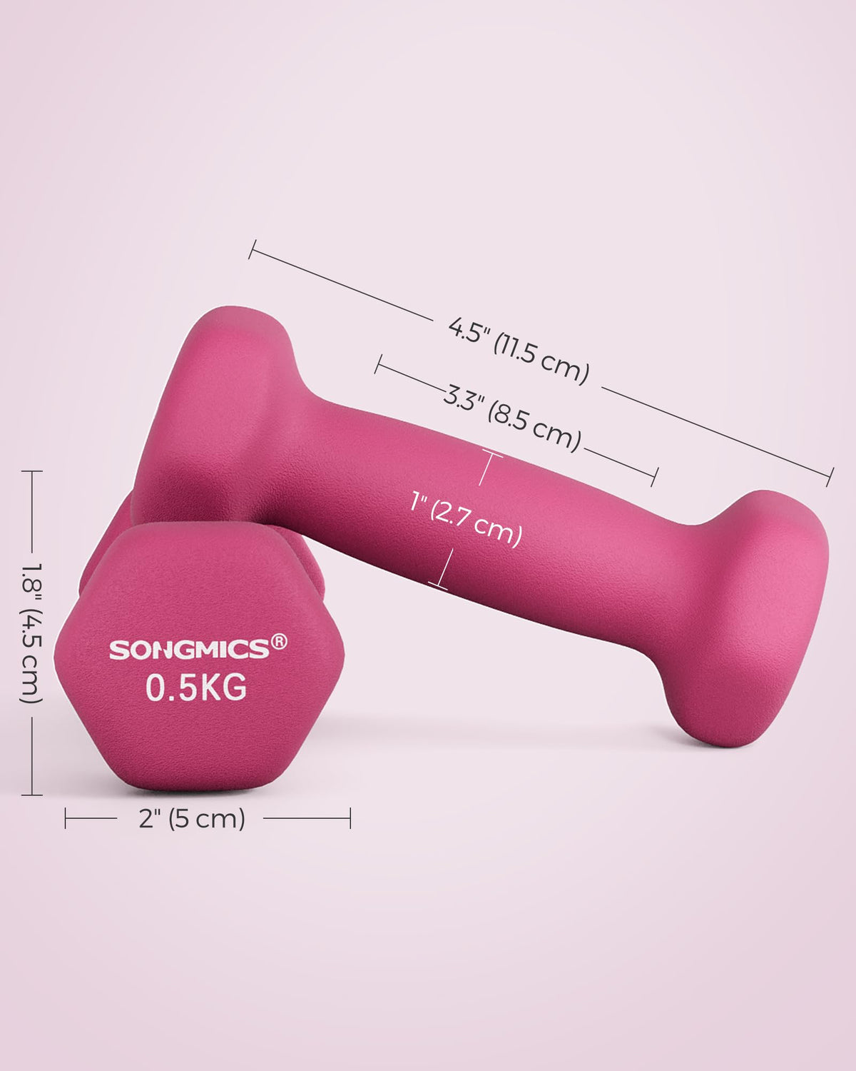 SONGMICS Set of 2 Hex Dumbbells with Neoprene Coating for Strength Training, Fitness, Home Workout