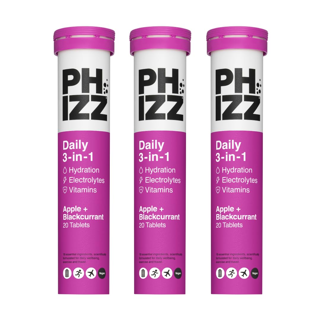 Phizz Electrolytes, Multivitamin & Hydration Tablets - 60 Effervescent Rehydration Electrolyte Tablets - 18 Vitamins & Minerals, Vitamin C, Vegan, Vegetarian & Low Calorie (Lemon, 60 Tablet)