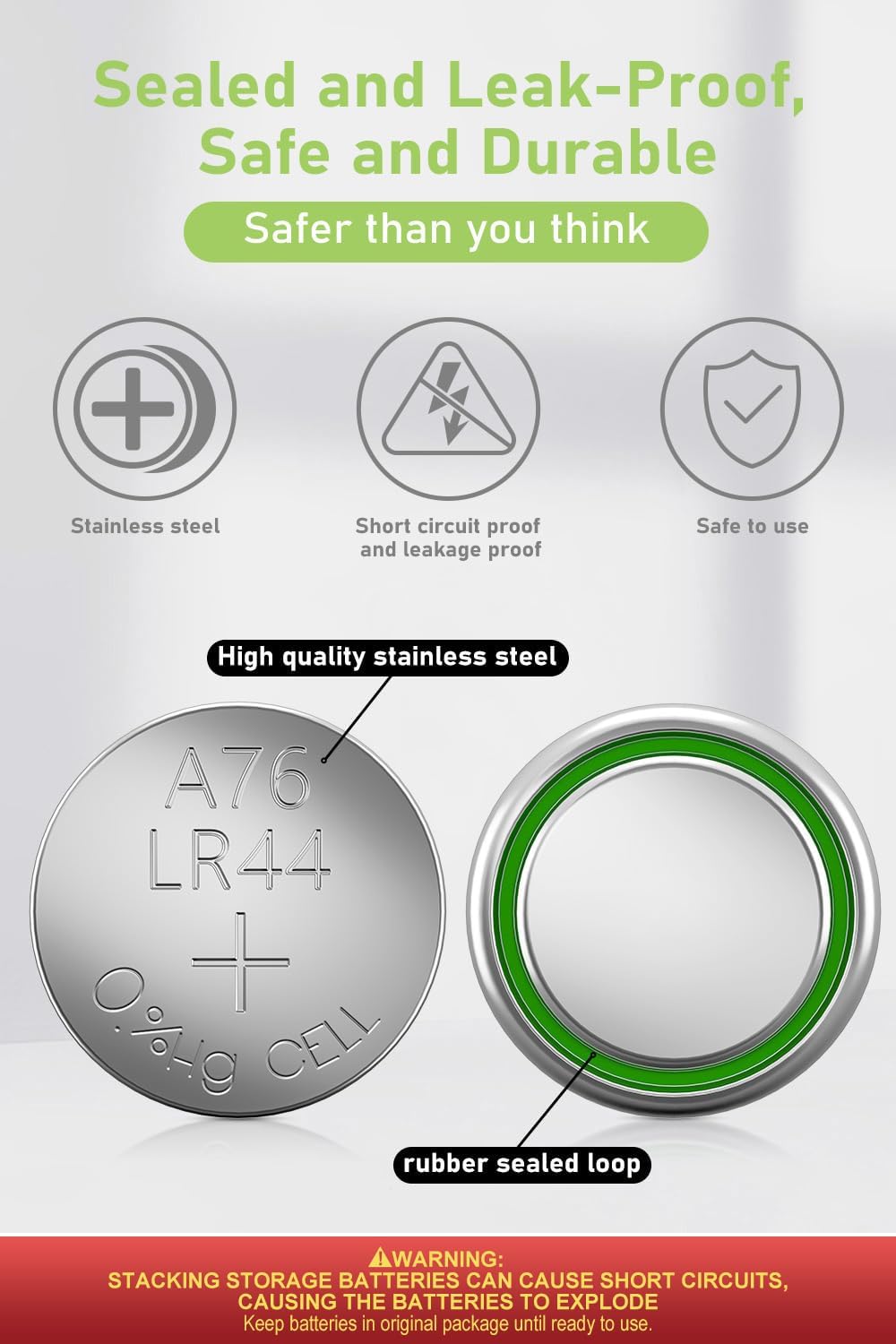 POWEROWL 40 x LR44 Batteries, High Capacity AG13 SR44 L1154F A76 Premium 1.5V Button Coin Cell Battery for Christmas decorations, Key Fobs, Car Keys and More