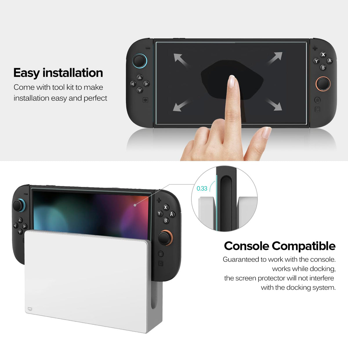 ivoler [3 Pack Compatible with Nintendo Switch Screen Protector, [Tempered Glass] Film for Nintendo Switch - [9H Hardness] [Anti-Scratch] [Crystal Clear]