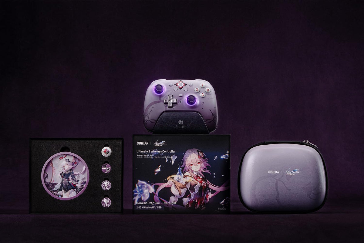 8Bitdo Ultimate 2 Wireless Controller for Windows & Android, Gaming Controller with TMR Joysticks, Switchable Hall Effect/Tactile Triggers, Motion Control, RGB Fire Ring, 8Speed Wireless Tech, Purple