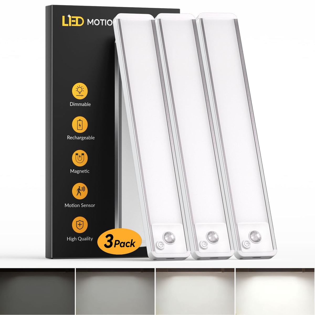 Under Cabinet Kitchen Lights, Motion Sensor Lights Indoor, 20CM, 3 Pack
