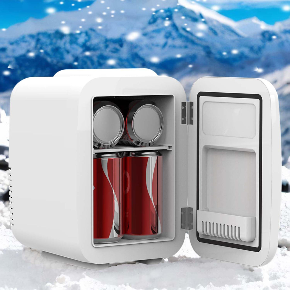 Crystals 4/10/15L Litre Mini Fridge, Table Top Small Fridge Cooler & Warmer for Car Bedrooms Desk Office, 12V DC - 220 AC, Mini Fridge for Bedrooms – Energy Efficient (Black, 4L Litre)