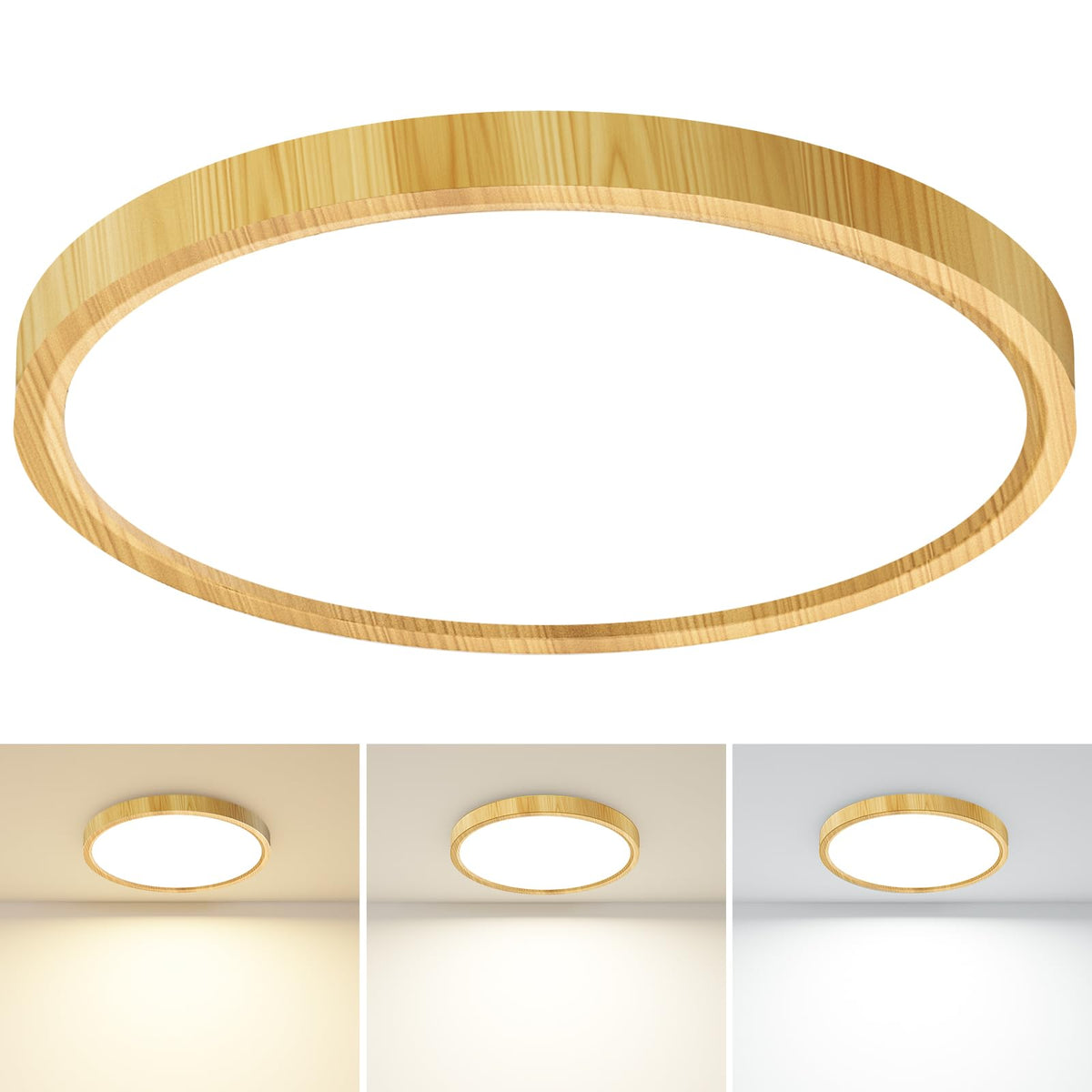 slochi Bathroom Light, 3000K/4000K/6500K 3 Color Temperature, Waterproof, Round, Modern, Flush Ceiling Light for Bathroom, Kitchen, Bedroom, Hallway and MoreØ18CM(Gold)