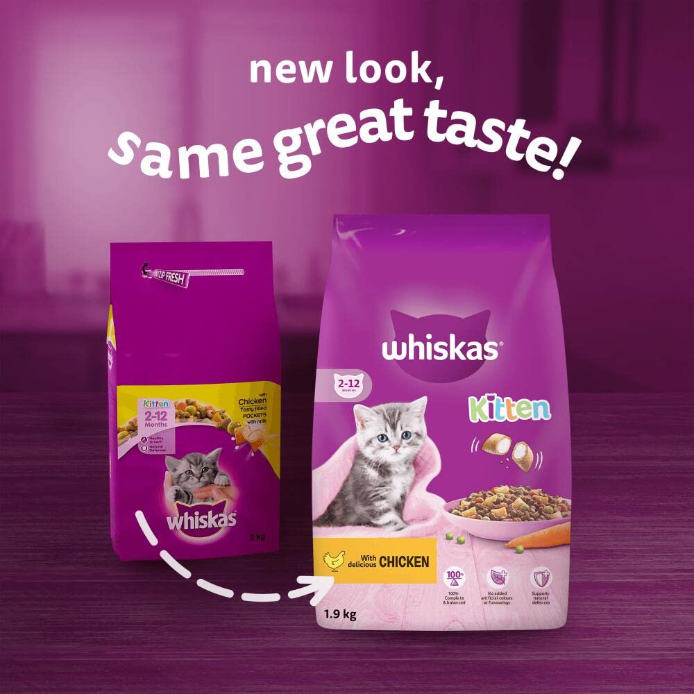 Whiskas Junior Chicken 7 kg Bag, Kitten Cat Dry Food - Pack May Vary