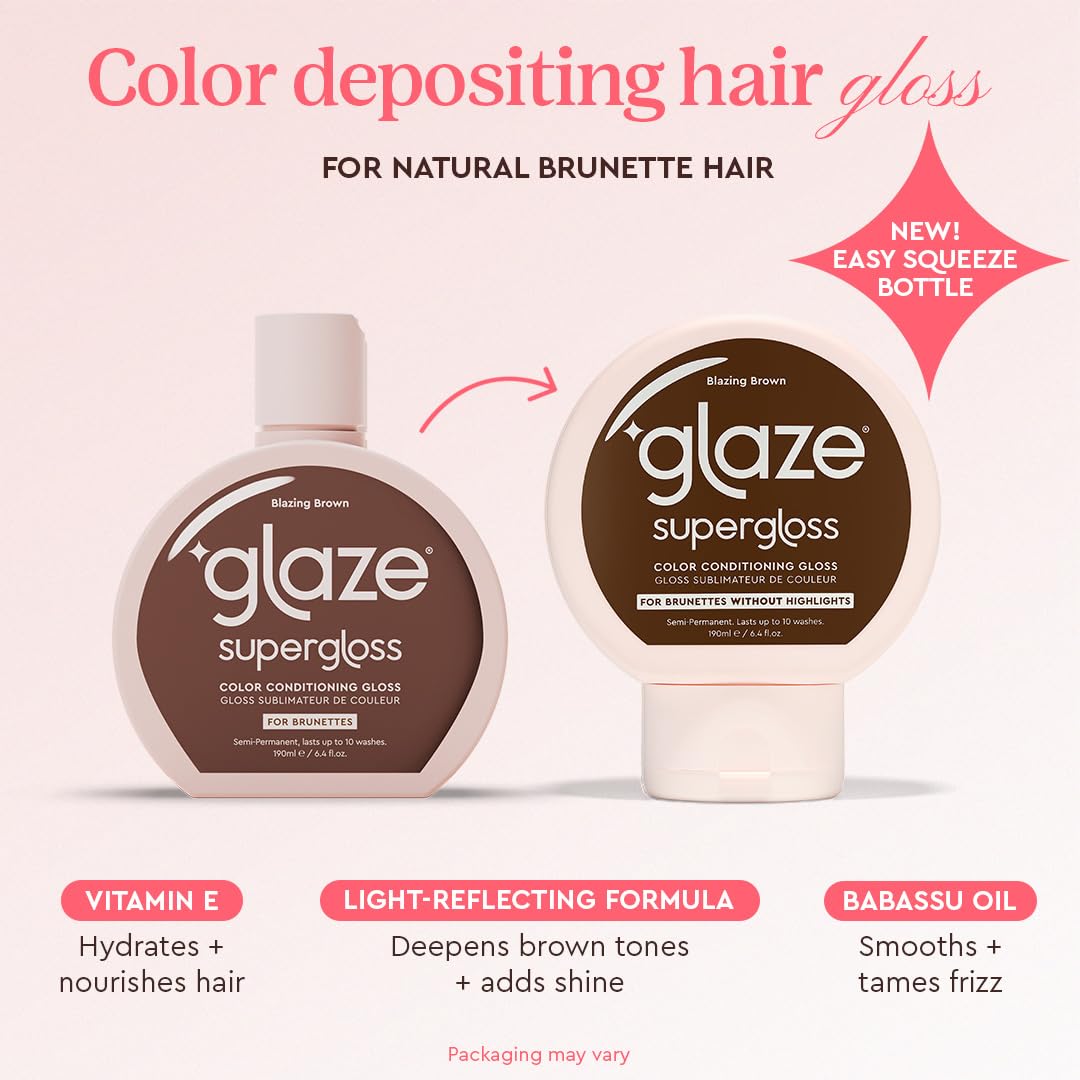 Glaze Supergloss Color Conditioning Gloss – Hydrating Semi-Permanent Colour Hair Gloss & Shine Boost – For Natural, Unbleached Dark Brown Hair – 190ml - Sleek Espresso