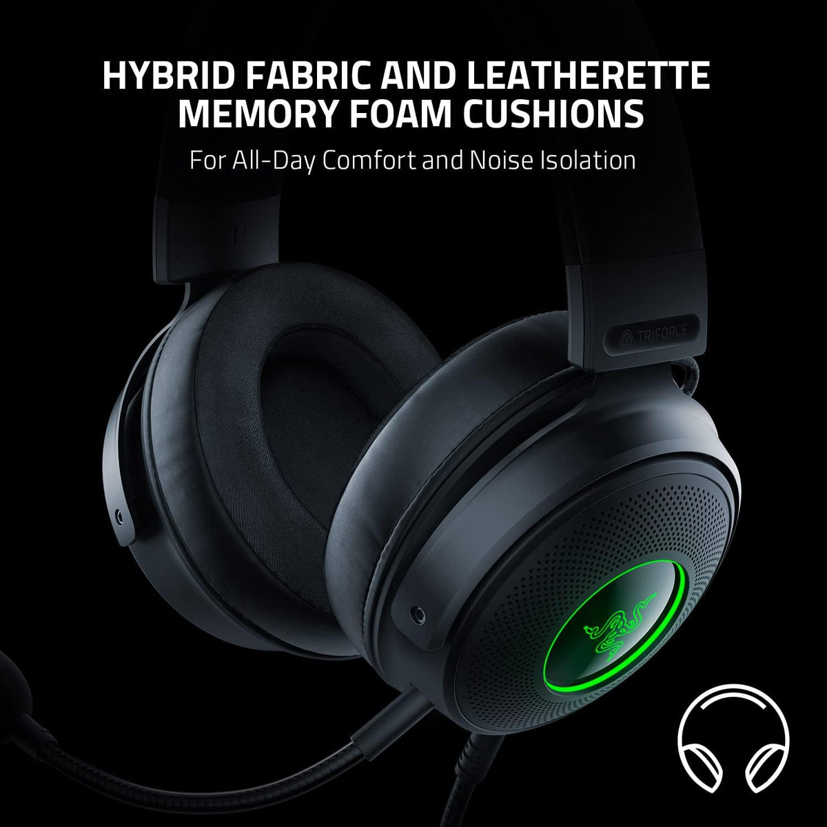 Razer Kraken V3 X USB - Wired USB Gaming Headset (ultra-lightweight at 285g, TriForce 40mm drivers, HyperClear Cardioid Microphone, 7.1 surround sound, Chroma RGB) Black